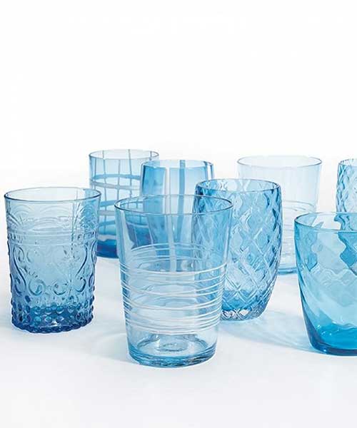 Set 6 bicchieri Assortiti in Vetro colorato Aquamarine - Coffee Matic Shop